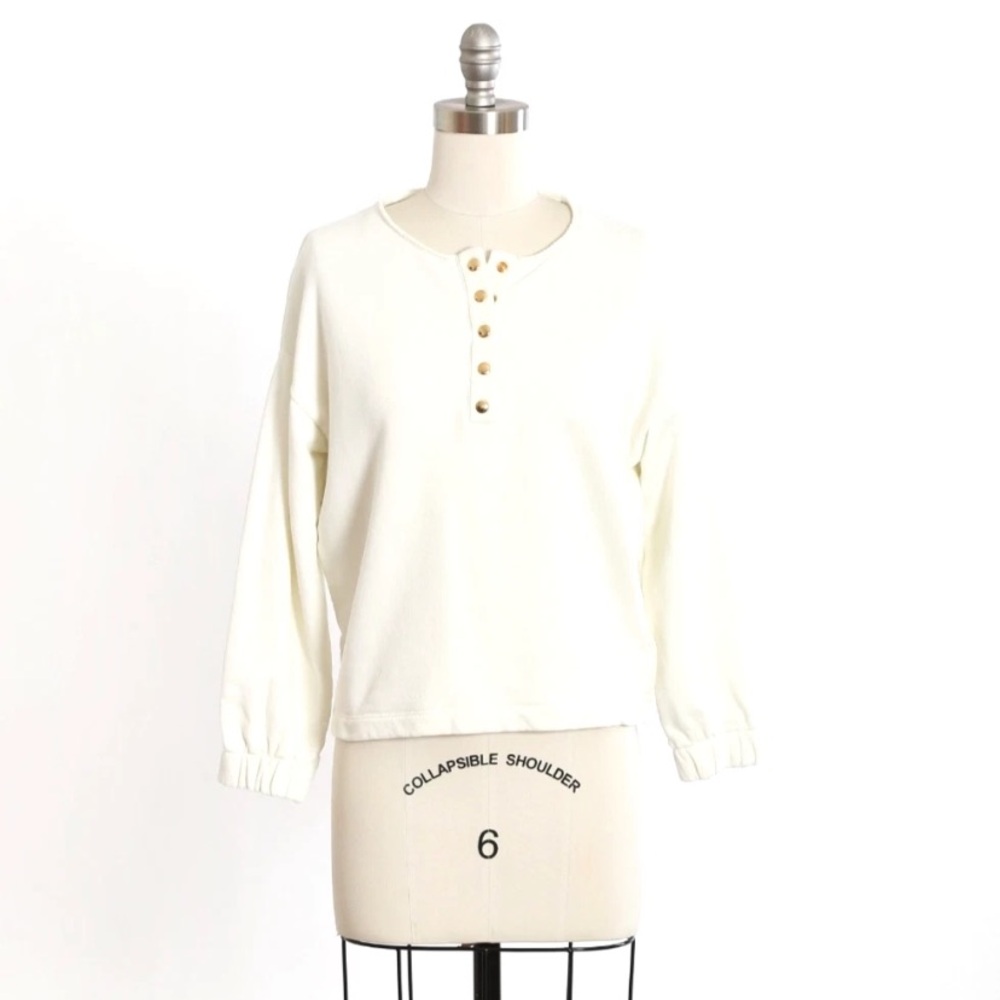 Nation Los Angeles Anthropologie White cotton sweater Sz XS